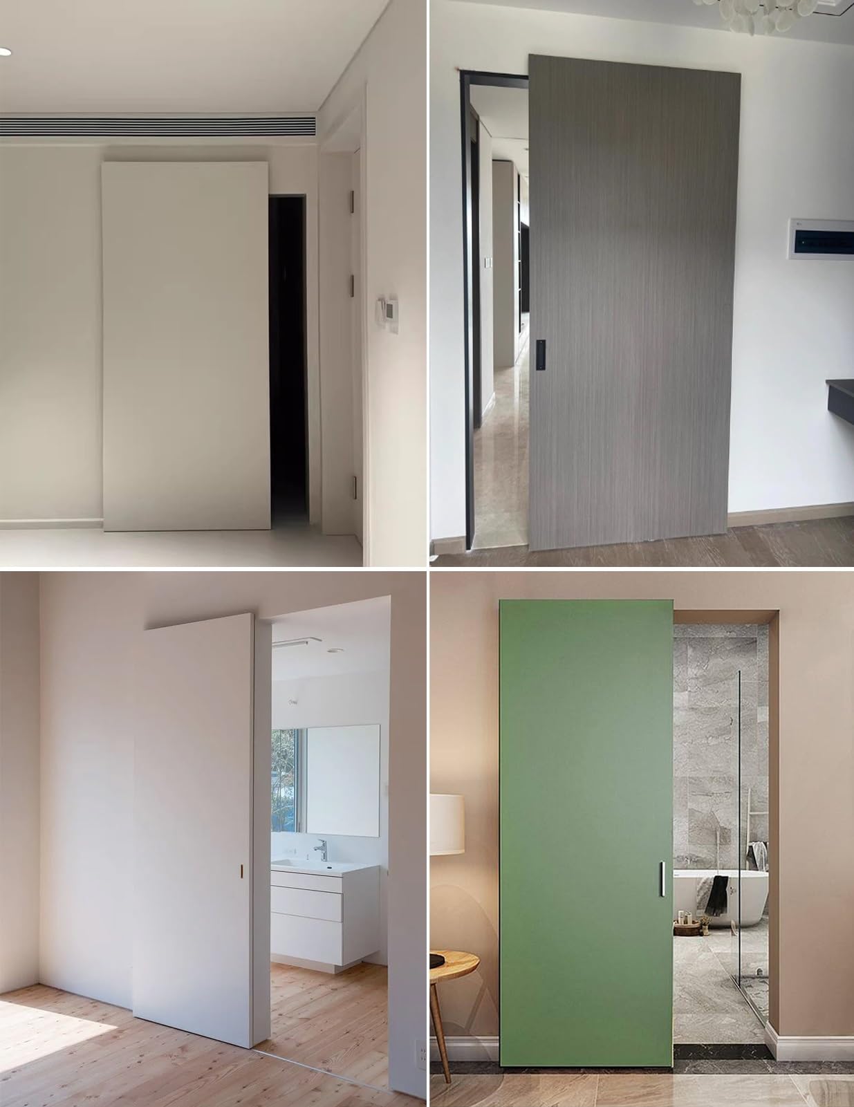Kit de herrajes para puerta corredera sin rieles, sistema de riel oculto para puerta de granero con cierre y apertura suaves, para puertas de armario de 4 pies
