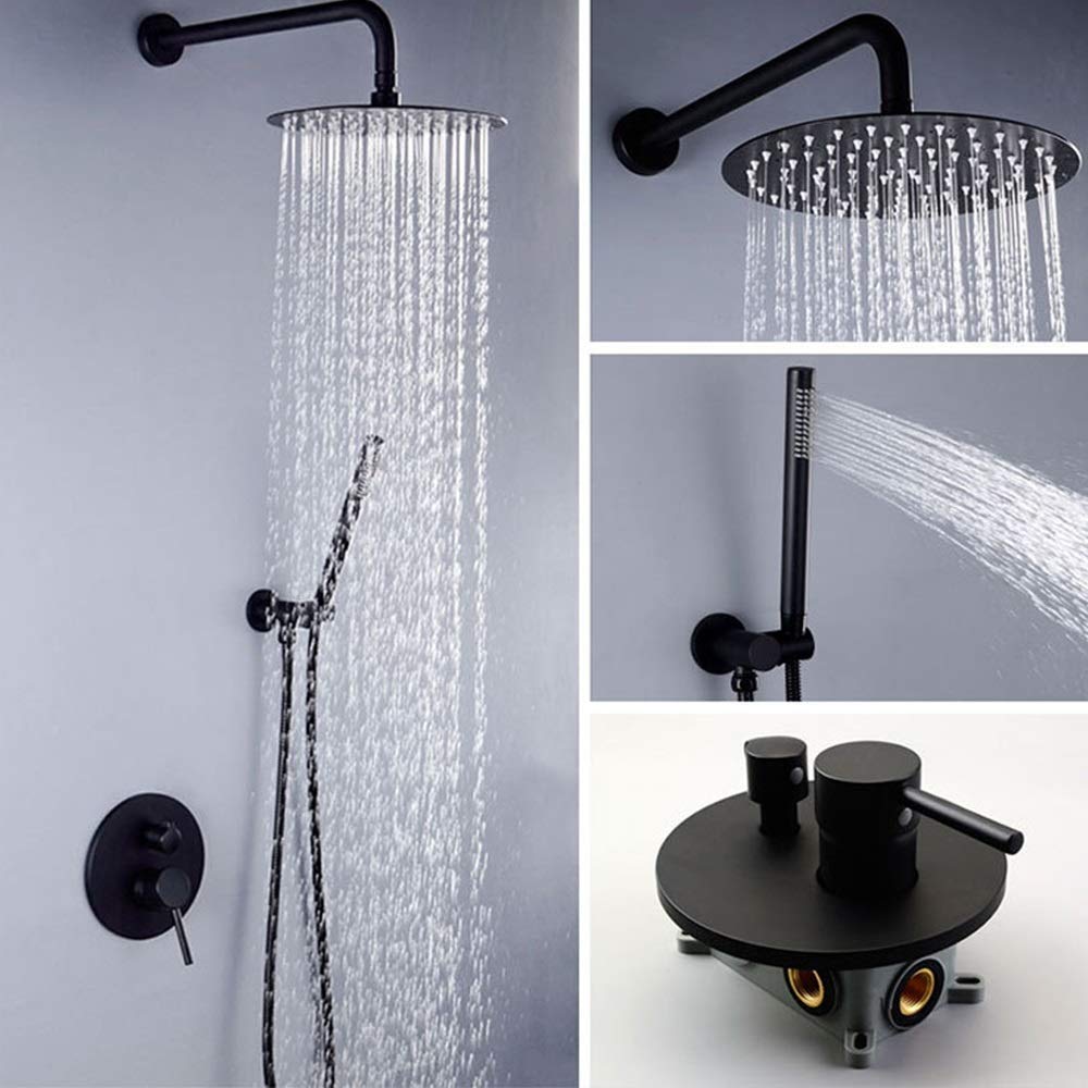 Moderno Metallo Rame Scuro Nero Montato a Parete 2 funzionalità Set da Bagno Doccia Hotel Home Top Spray Booster Beautiful Pratical