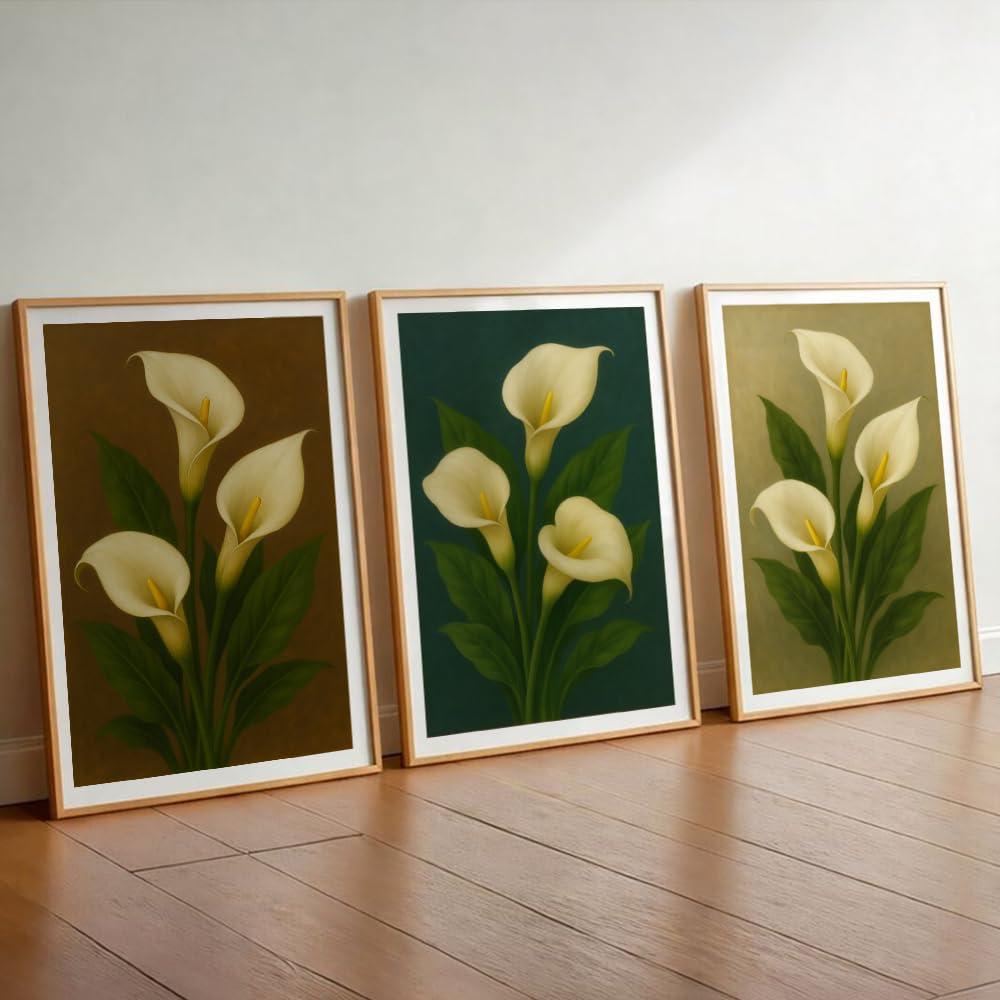 Karaaly Set of 3 Flower Wall Painting for Bedroom & Painting -8