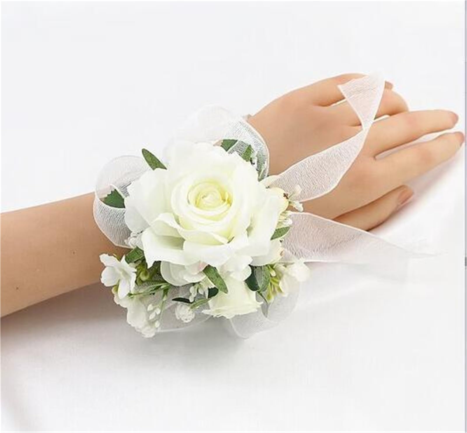 EEfpxwtz Prom corsage wrist flower， WristCorsageBrsmaidSistersArtificiFlowersSilkRoseWedDancePartyDecorMulti2Pcs(A)