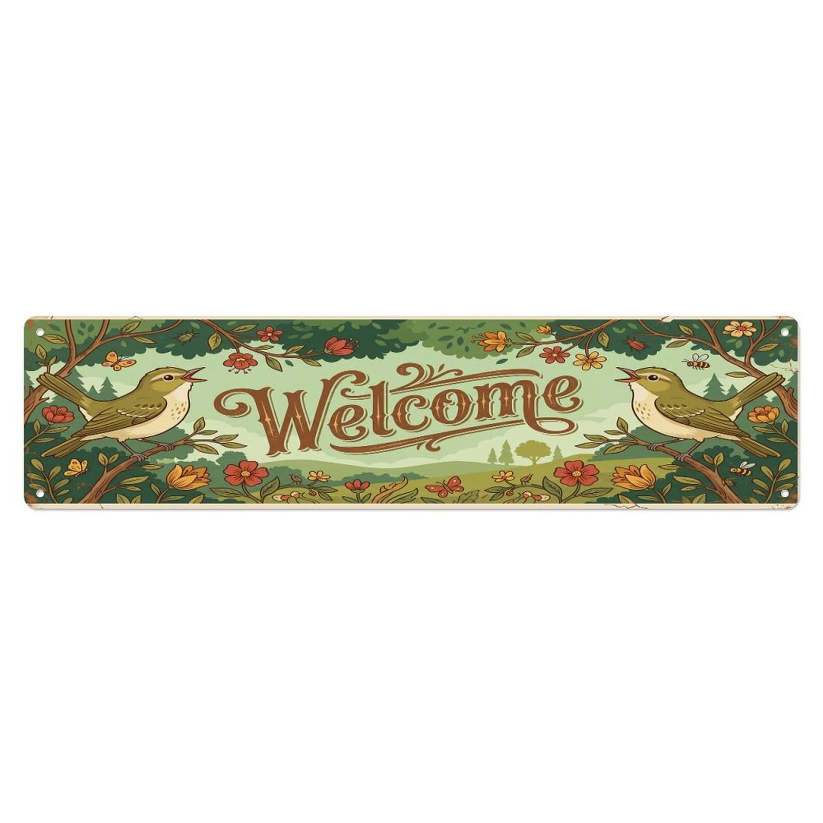Vintage Welcome Vireo Forest Metal Tin Sign
