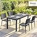 Outsunny Gartenmöbel Set Sitzgruppe 5-teilig Breiter Tisch mit 4 Stapelstühlen Lamelldesign, wetterfest Essgruppe für 4 Personen Gartenset Gartengarnitur für Garten Balkon Terrasse Dunkelgrau