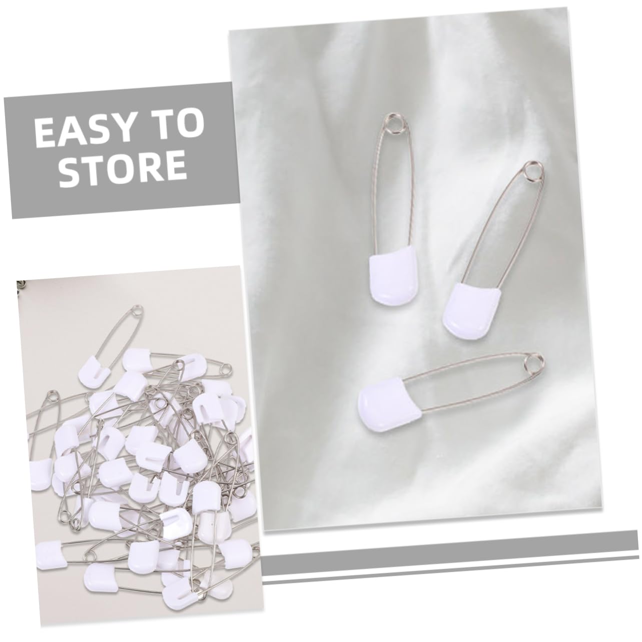 ERINGOGO Épingles de Sûreté Accessoires Portables Lot de 60 Blanches Verrouillent Couches et Vêtements en Alliage de Zinc et PP pour Bébés et Adultes