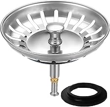 Kitchen Sink Filter 79 mm – Kitchen Sink Plug – Kitchen Sink Plug with Adjustable Height, 2 Original Replacement Seals for Kitchen Sink