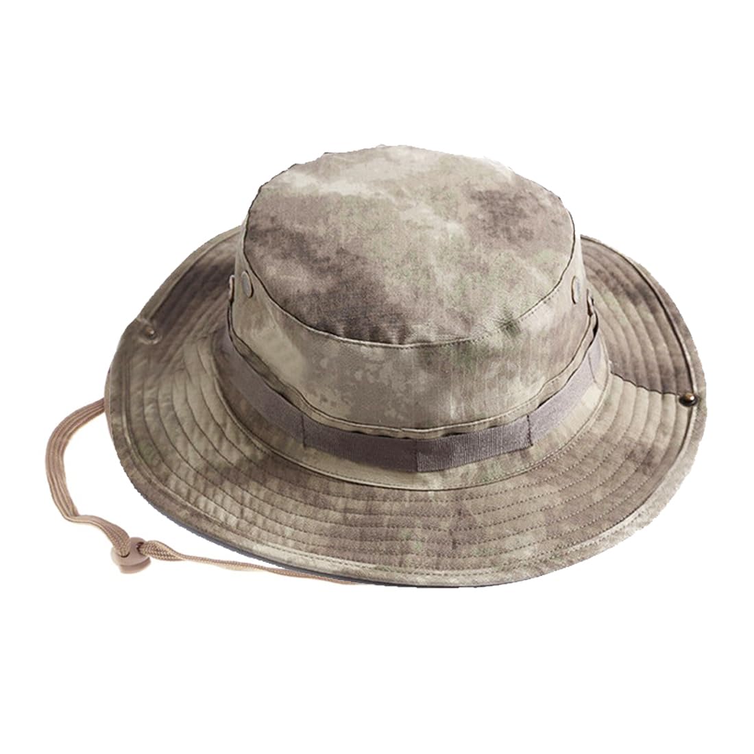 Qmfive Unisex Atac Tactical Boonie Hat, Camouflage Rounded Hat Fisherman Sun Protection Cap For Outdoor Airsoft Paintball Climb Camping (1, )