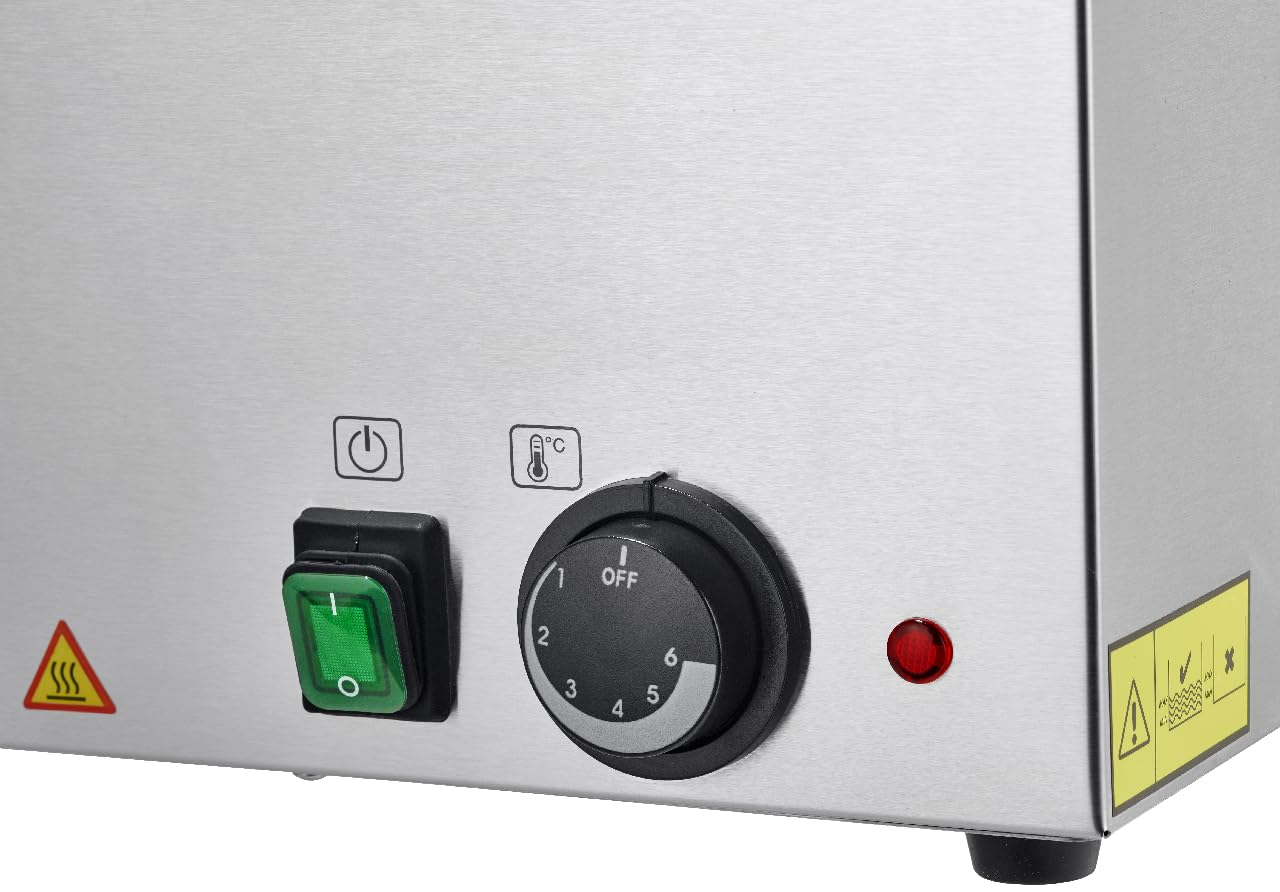 METRO Professional Bain Marie GBM1150 aus Edelstahl, 24 L, für GN Behälter, Temperaturbereich bis 90°C, Heizfunktionsanzeige