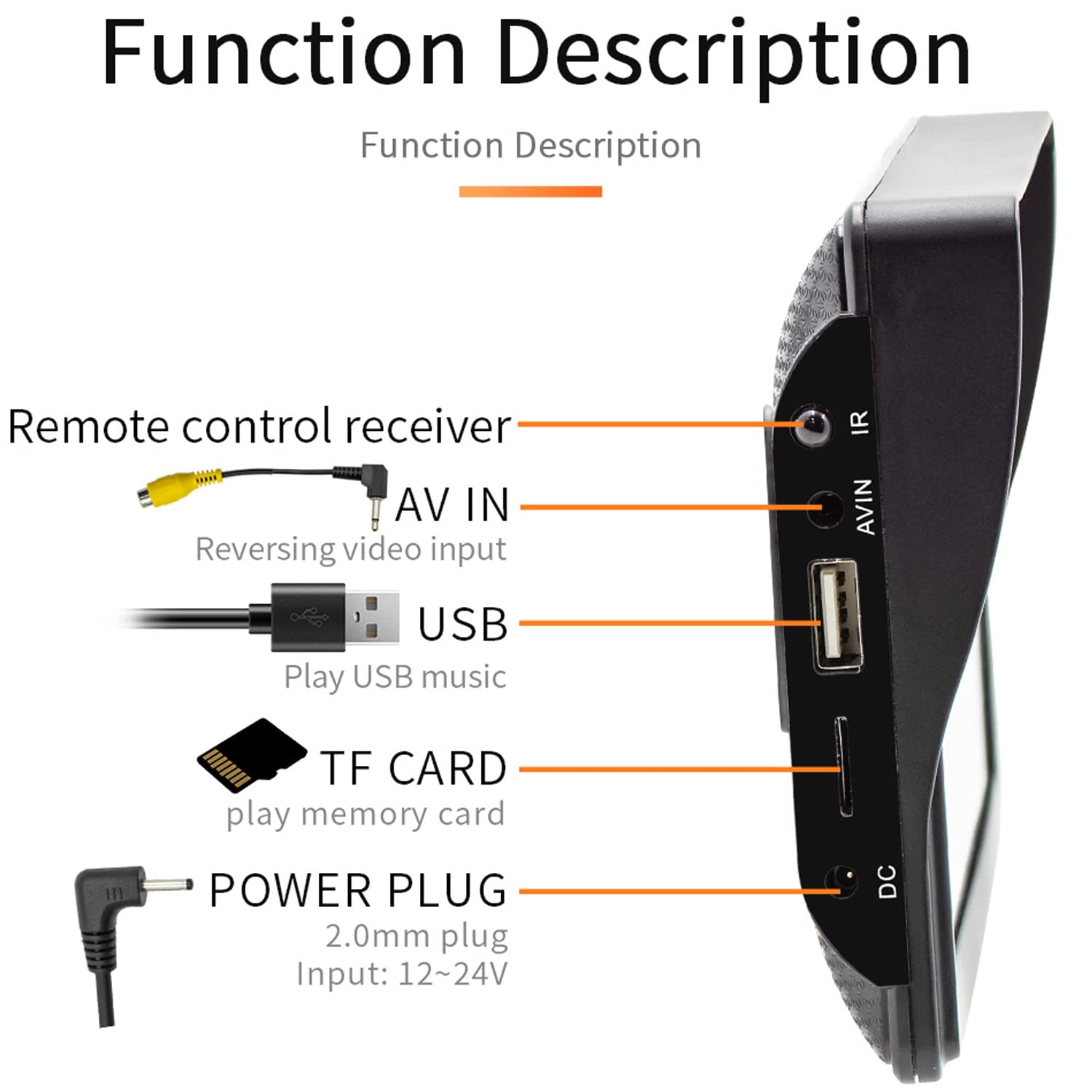 Compatible for monitor portatile per auto wireless Carplay Android Auto, autoradio portatile 7" touchscreen con Mirror Link Trasmettitore FM Bluetooth Porta scheda AUX / USB / TF Telecomando 9V-36V