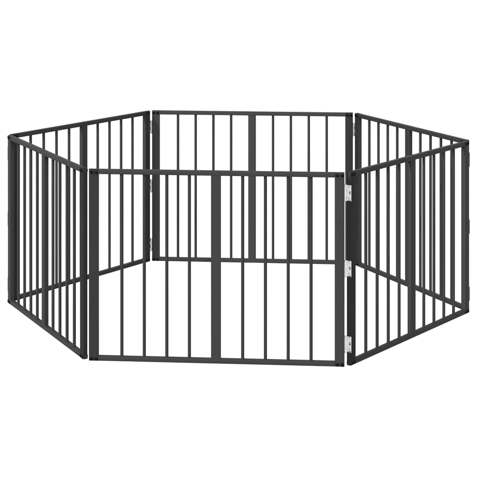 Parco per cani a 6 pannelli in acciaio zincato nero 80 x 60 cm, recinto pieghevole per cuccioli, design modulabile fai da te per interni, spazio di gioco sicuro e facile da mantenere
