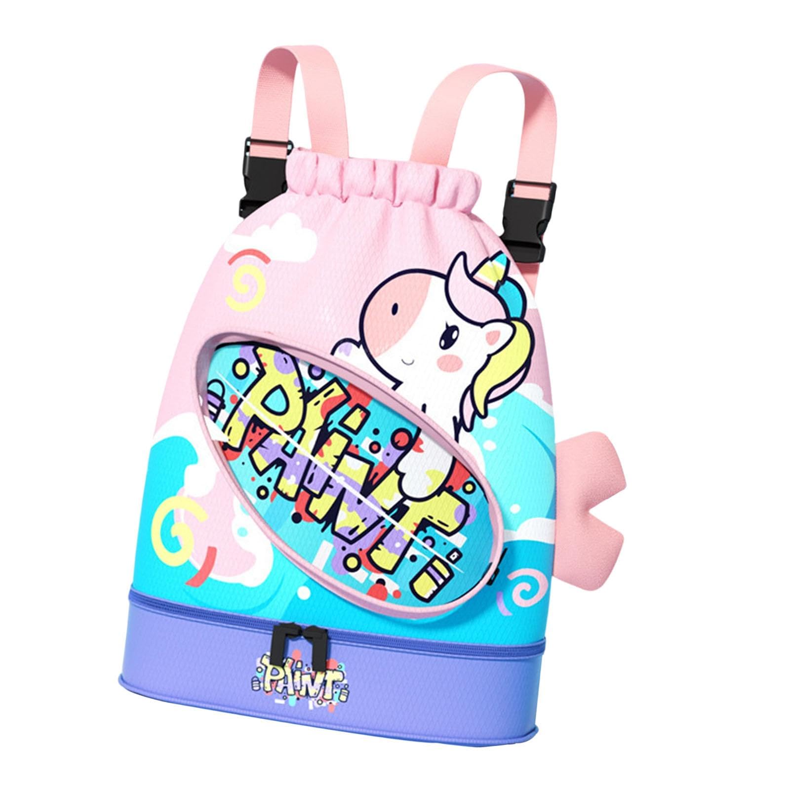 Swim Bag for Kids Portable Cute Drawstring Gym Bag for Sports Outdoor Travel pink-image-36
