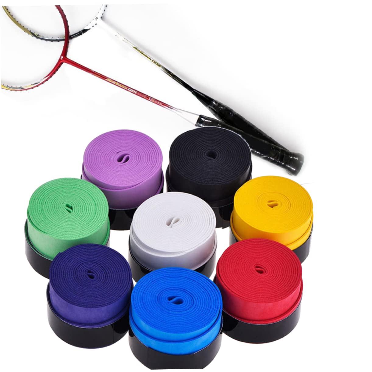 KICHOUSE Sweatband Band for Racket 20pcs Badminton Squash Racket Grip Tape Absorbent Overgrip Tape Pu