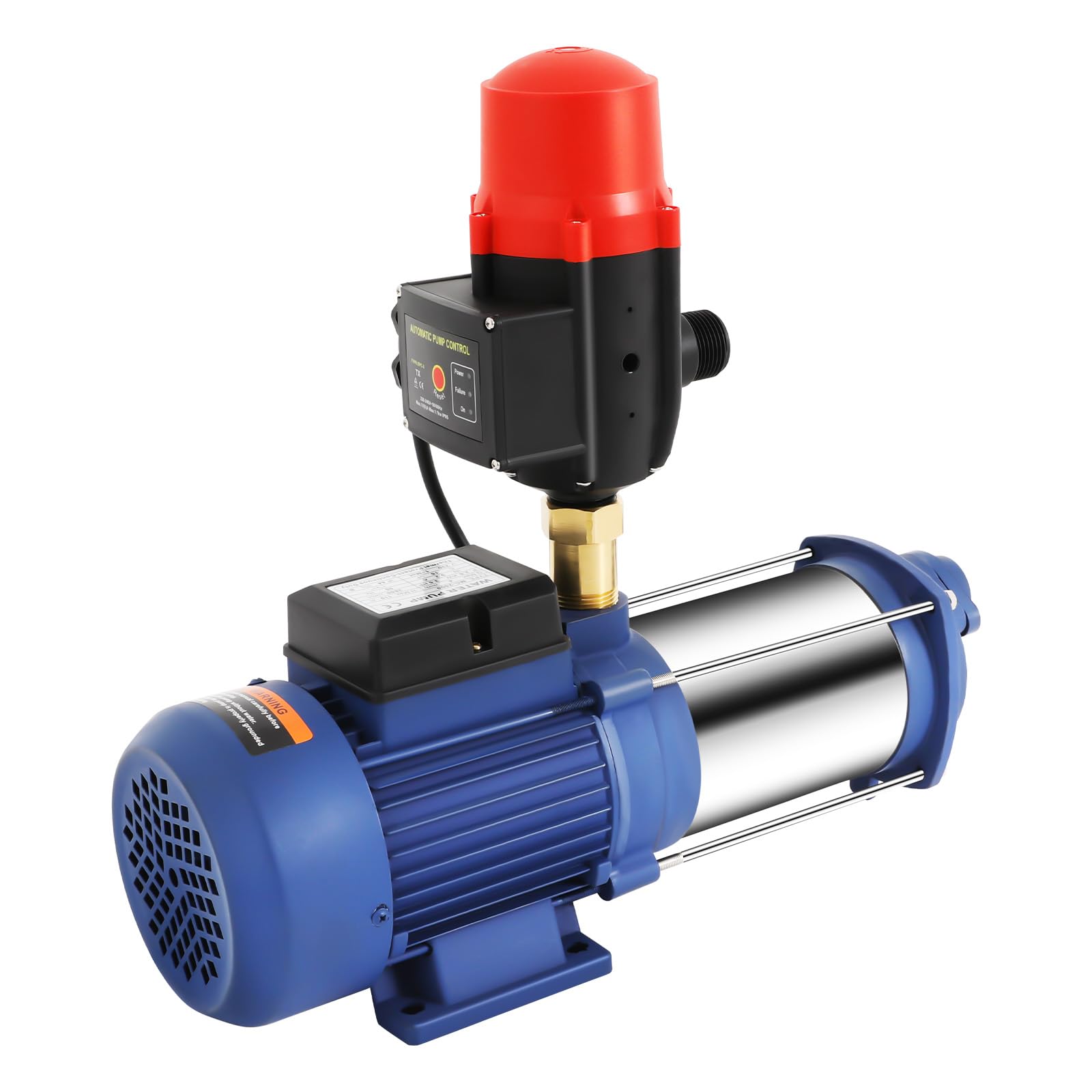 Pompa odśrodkowa, 2500 W, 2850 obr./min, pompa ogrodowa z wyłącznikiem ciśnieniowym, maks. wysokość tłoczenia 100 m, prędkość przepływu 66,7 l/min, domowa hydrofora do gospodarstw rolnych, stawów