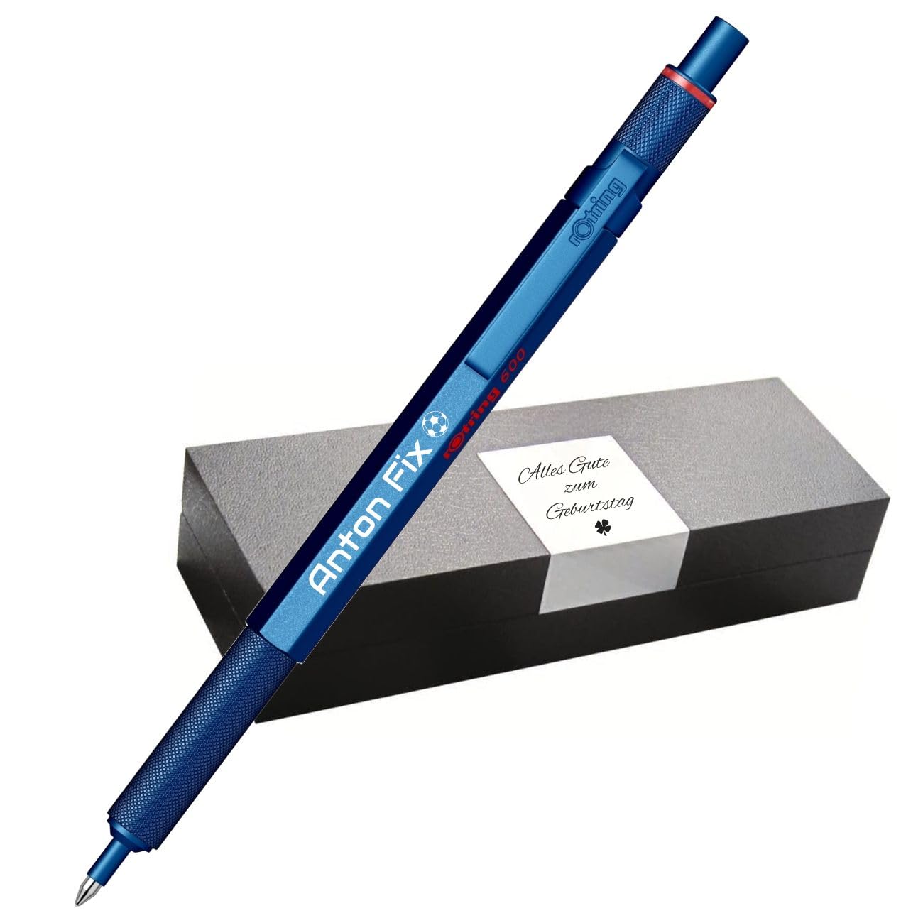rOtring 600 Kugelschreiber – Metallgehäuse – mit individueller Gravur – Toller Druckkugelschreiber mit Etui – Personalisierbar – Geschenkidee für Männer & Frauen (Blau)