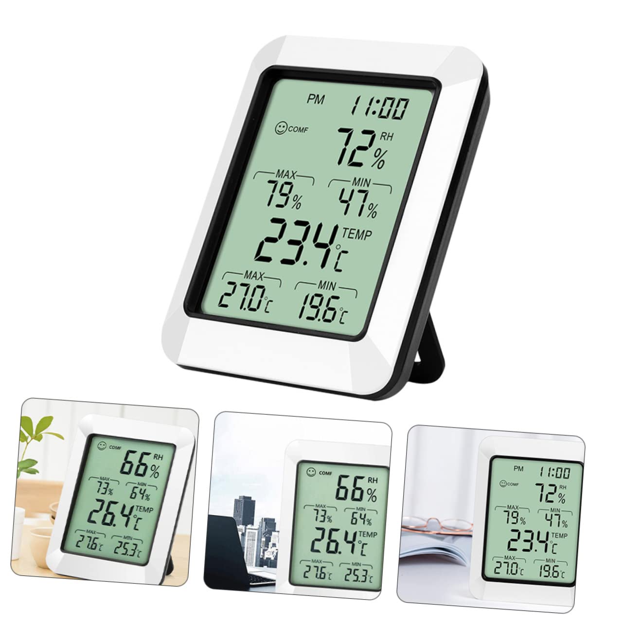 Sosoport 2pezzi Termometro Elettronico Digitale Per Interni Misuratore Di Umidità e Temperatura Display e Sensibile Supporto Senza Batteria Ottimo Per Uso Domestico e Ambienti Interni