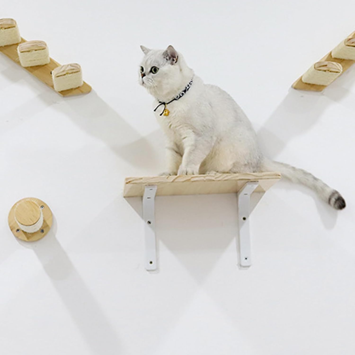 Hammock for Wall HangingShelf Wooden- HangingShelves Floating Shelf Soft Sisal Post Hammock Bed