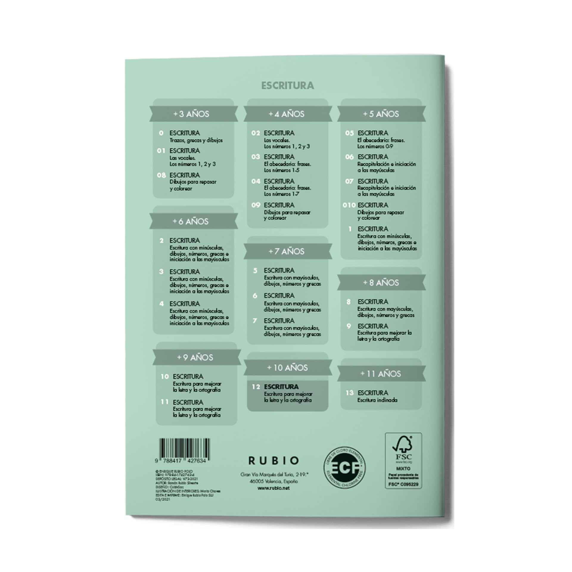 12 Escritura RUBIO | Cuaderno para mejorar la letra y la ortografía | +10 años