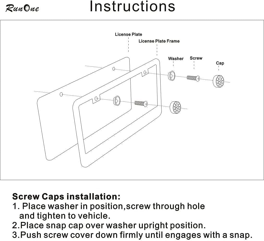 Runone 2 Pack Bling License Plate Frame for Women Sparkly Rhinestone Stainless Steel License Plate Holder Car Accessories — view 8