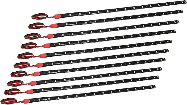 10 Pcs 30cm 1ft Interior Universal LED Strip Light 12V Flexible Waterproof Underglow Lights for Cars Truck Motorcycles Boat White Light Stylish Design