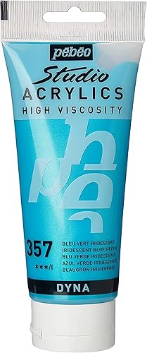 Miniatura 6 de P e b e o Juego de pintura acrílica iridiscente azul verde – Paquete de 2 pinturas acrílicas de estudio de 3.4 fl oz para verter pintura, artes y