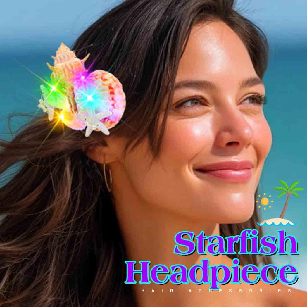 JAKAWIN Light Up Mermaid Hair Accessories Seashell Hair Clips Ocean Starfish Clip for Women - Image 3