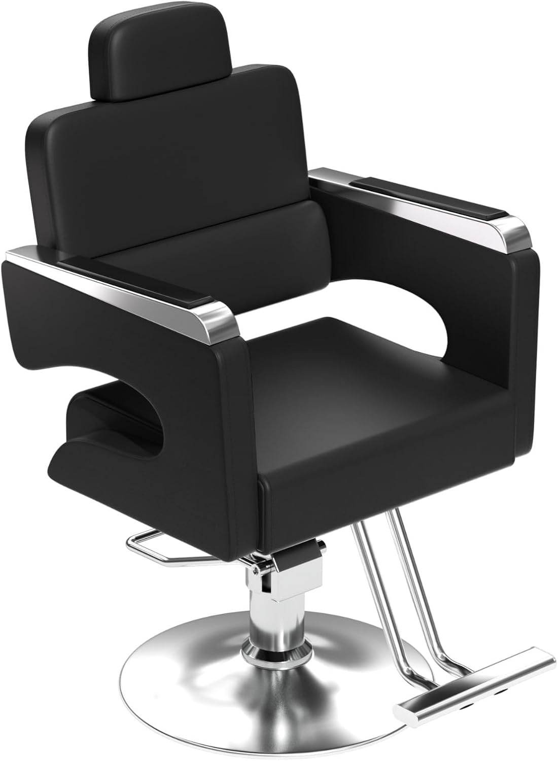 Salon Chair for Hair Stylist, Barber Chair with Heavy Duty Hydraulic Pump, Stylist Chair for Barbershop,Silla de Barberia 360 Degrees Rolling Swivel Spa Beauty Equipment for Hair Stylist, Black/Silver