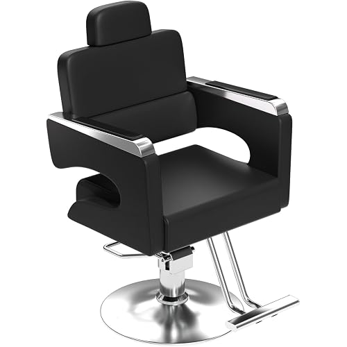 Cuute Salon Chair for Hair Stylist, Barber Chair with Heavy Duty Hydraulic Pump, Stylist Chair for Barbershop 360 Degrees Rolling Swivel Spa Beauty Equipment for Hair Stylist