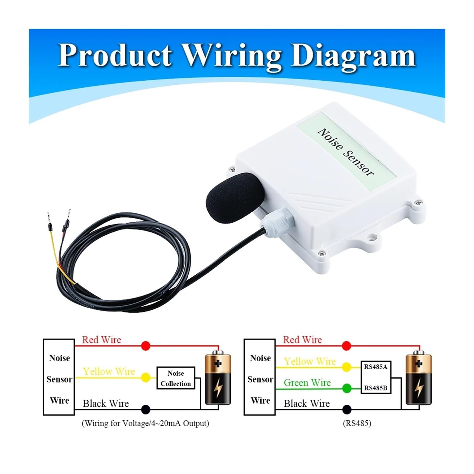 Noise Sensor 30–130 dB Geräuschsensormodul mit LCD-Display, Modbus-RTU RS485, 4–20 mA, 0–10 V, industrieller Dezibel-Messgerät-Sender, 20 Hz–12,5 kHz | With LCD Display,0-5V