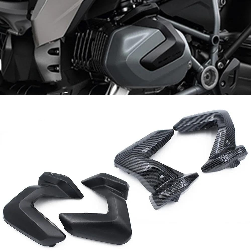Ailettes aérodynamiques carénage Pièces De Moto Couvercle De Bougie Dallumage Cylindre pour B&MW R1250GS R1250RS R1250RT Protection Moteur Couvercle De Culasse(Carbone)