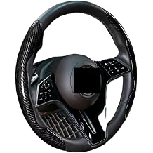 Carbon Fiber Steering Wheel Cover 1K Microfiber Leather Non-Slip Booster3PCS Black