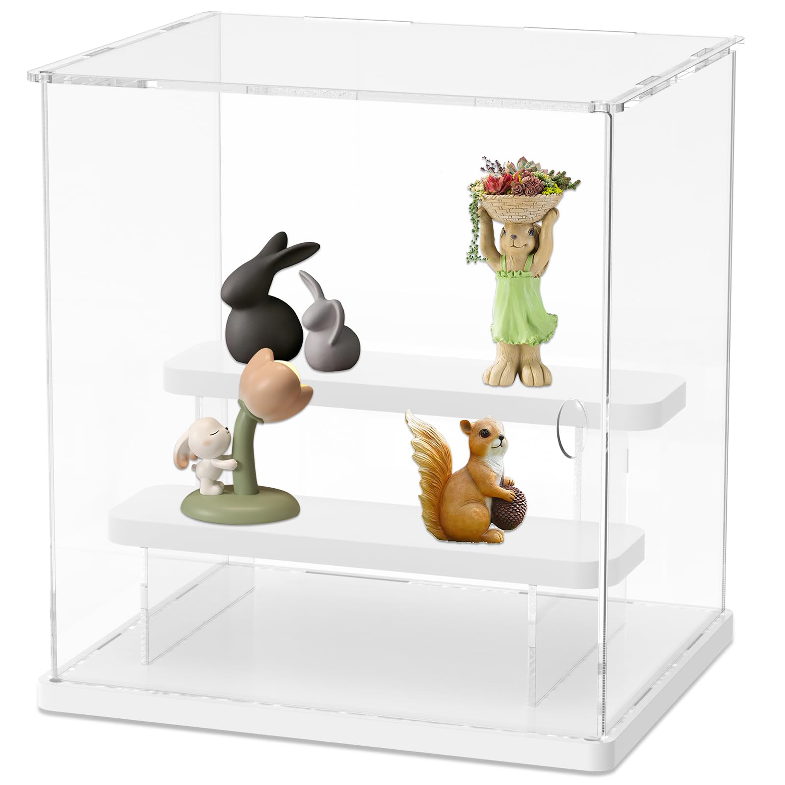 Acrylic Display Case, Multilayer Acrylic Display Case, Storage Box Clear View for Collectibles, Action Figures, Miniature Figures, Dustproof Protection, Storage and Organisation (White, Triple Layer)