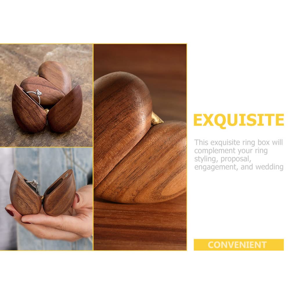 Regalos conmemorativos Regalos para Hombres Caja de Madera para Anillos Estuche para Anillos con Forma de corazón Organizador de Joyas para Ceremonia de Boda Propuesta Compromiso Regalos