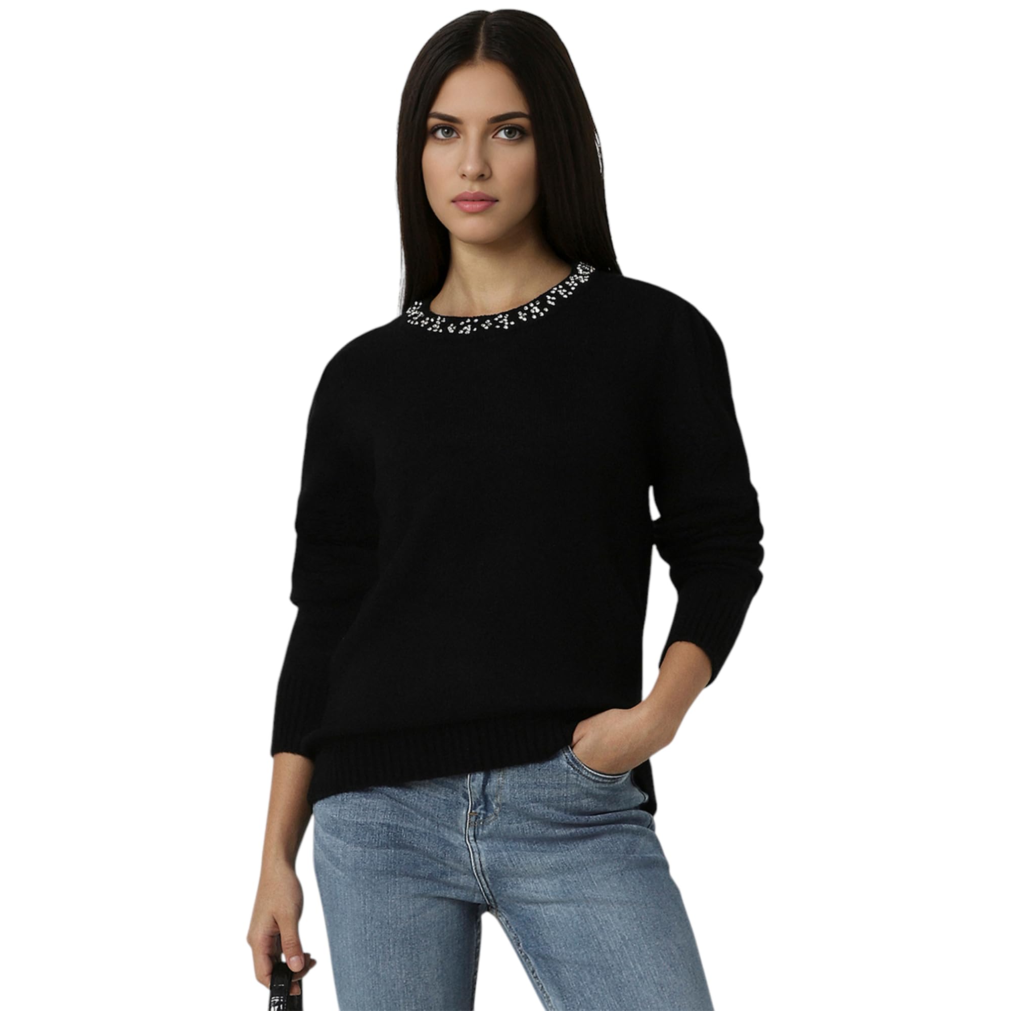 van heusen Women's Regular Fit Full Sleeve Embellished Sweater-picture-49