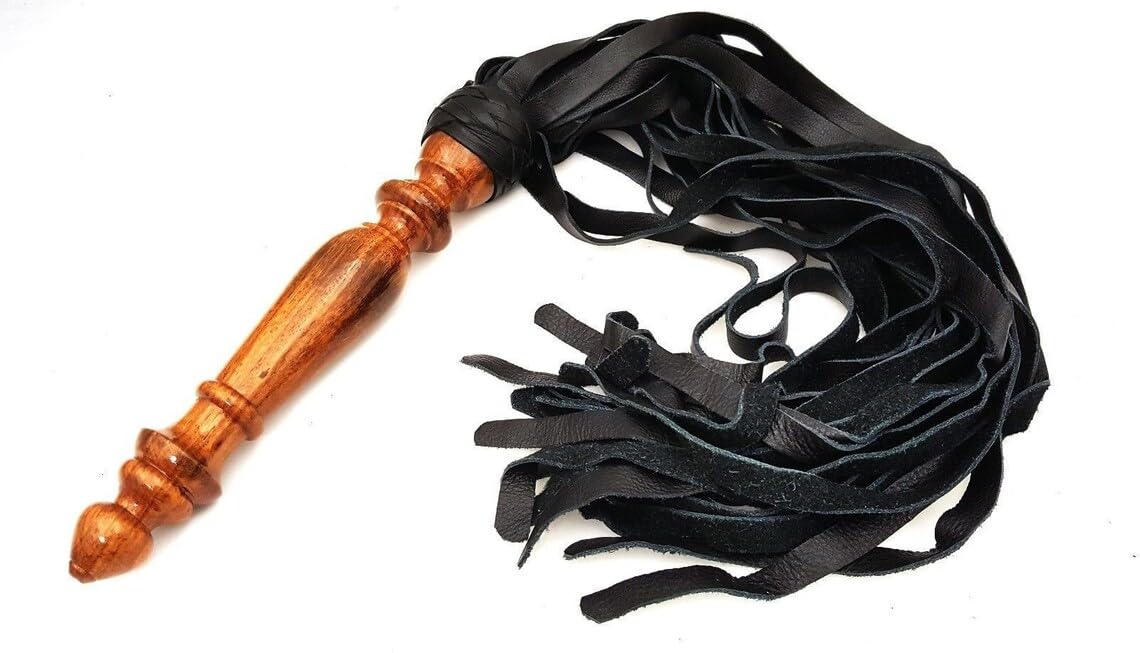 Sduxion Flogger Premium Leather Riding Crop: Equestrian Whip Leather Riding Flogger Whip (Style 1 Black and Brown)