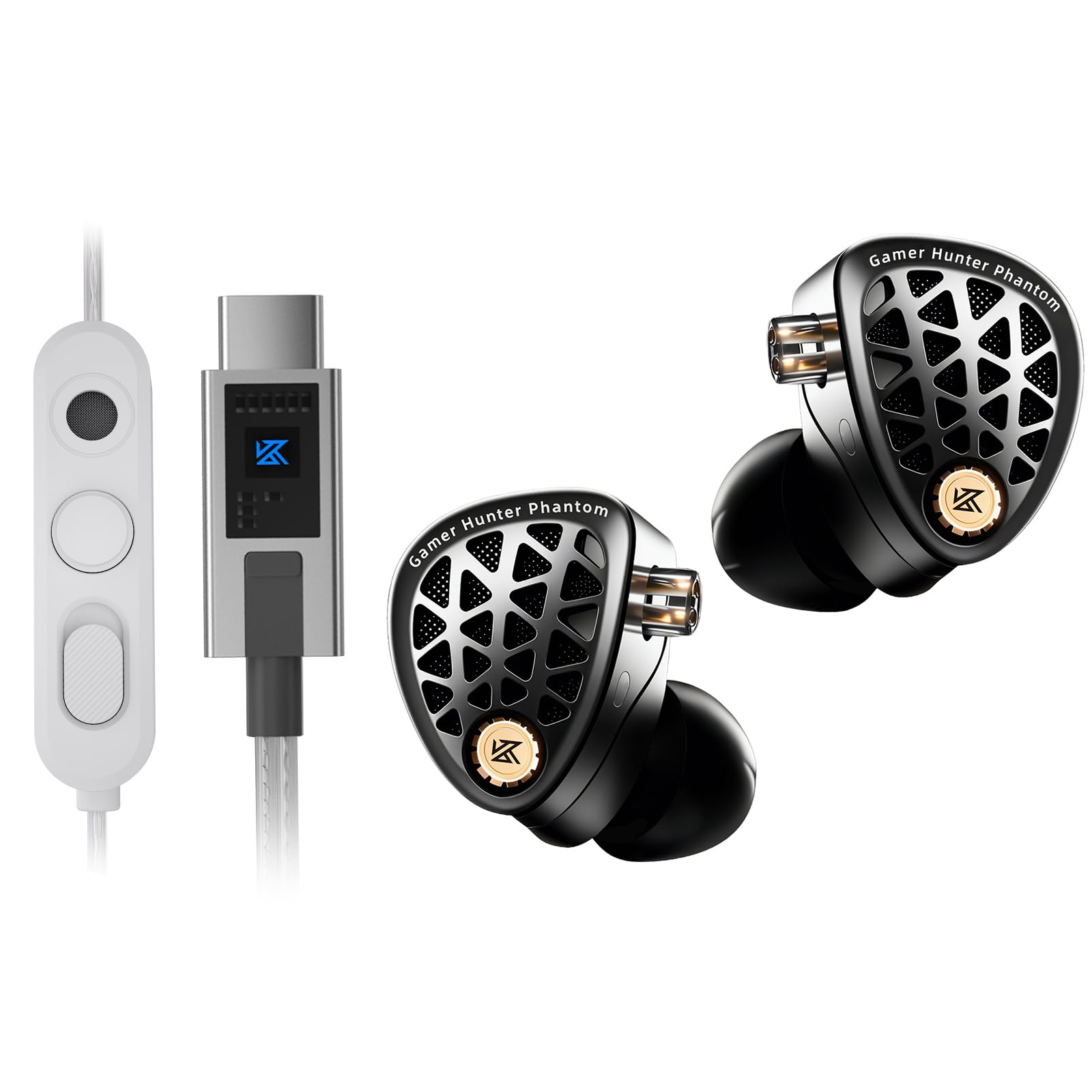 KZ Phantom Auriculares In Ear para Juegos, IEM Gaming con Cable y Micrófono, HiFi In Ear Monitor, Sonido nítido y Graves Profundos, con Cable Desmontable para Gaming