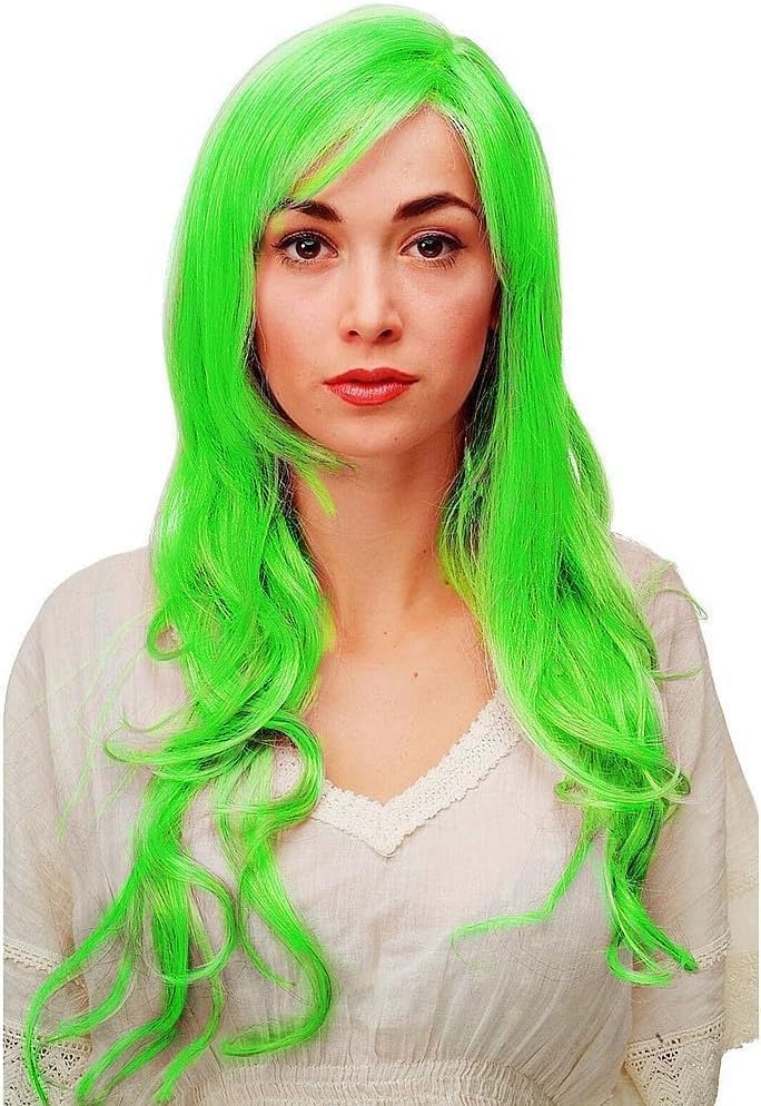 TRIXES Long Green Wig - 20” Wavy Hairpiece for Costume Party - Cosplay Fancy Dress Parties - Fancy Dress Accessories - Stag Do - Hen Do - Image 3