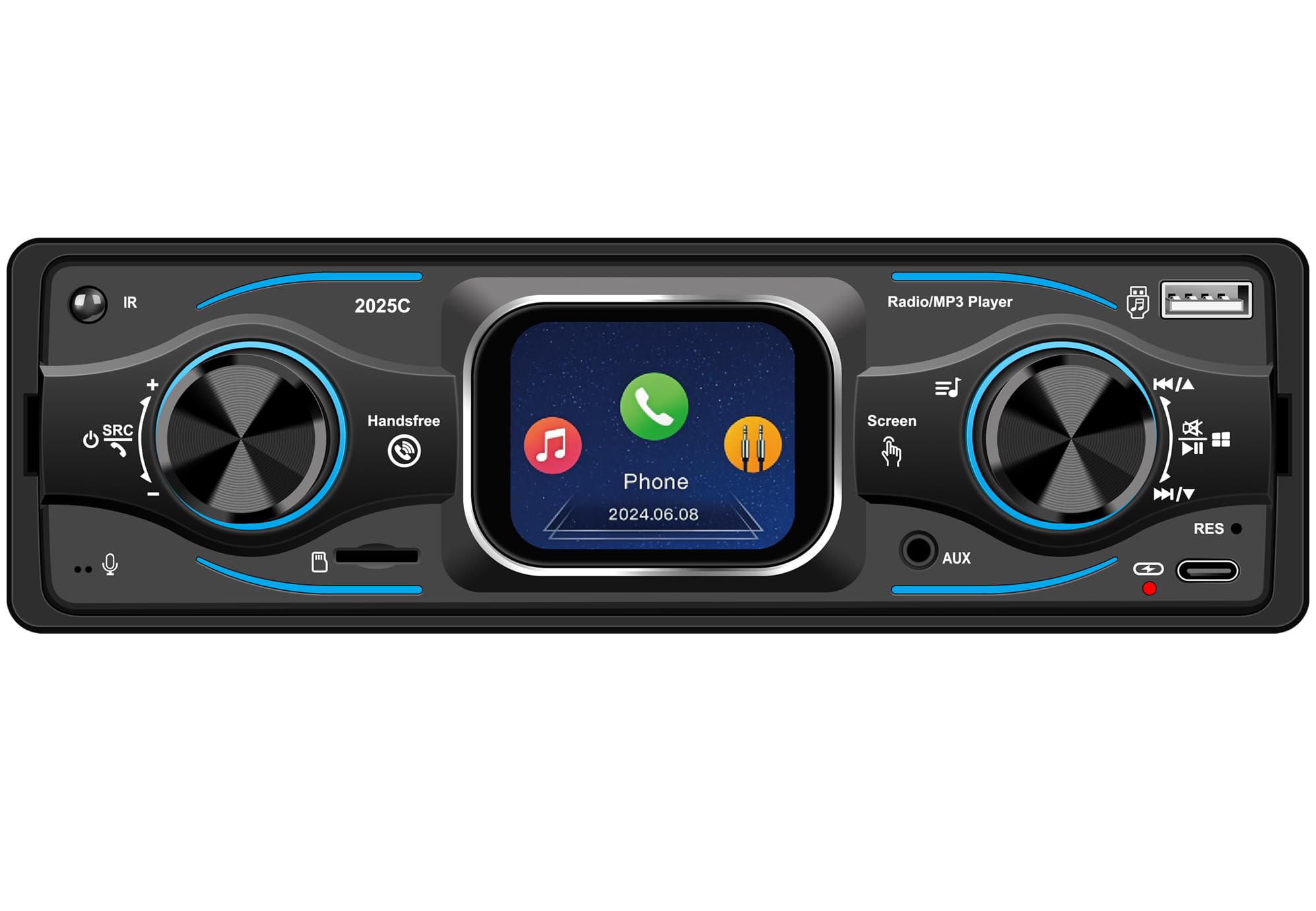 Single Din Car Radio, 2.17” Touchscreen Car Stereo with Bluetooth 5.2, FM Radio, USB/TF Support, 180W Amplifier, AUX Output, Type-C Charging, Car Audio & Video,-image-35