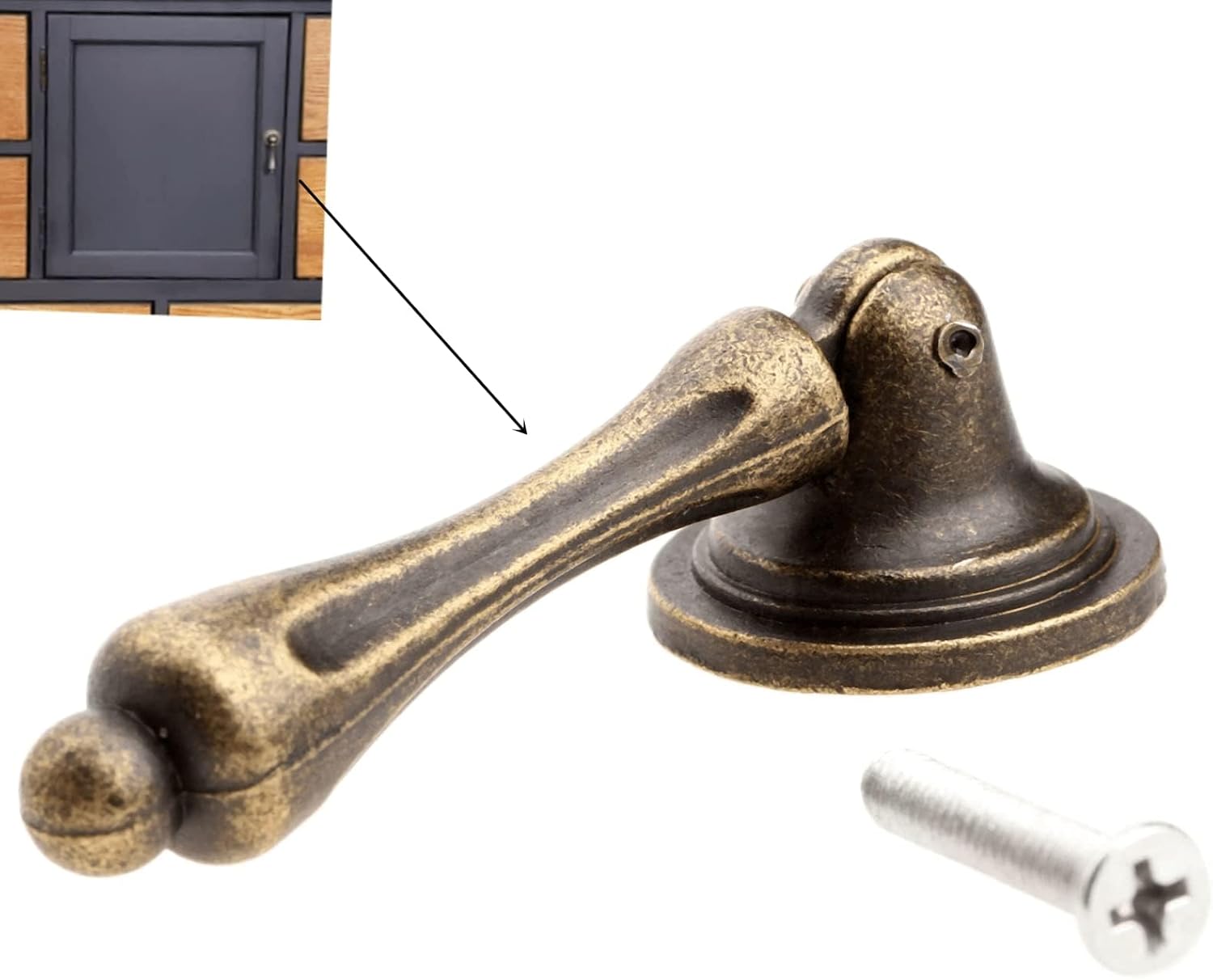 dophee 2Pcs 2.44"x 0.94" Antique Brass Door Handle Furniture Cabinet Cupboard Drawer Wardrobe Pull Knobs