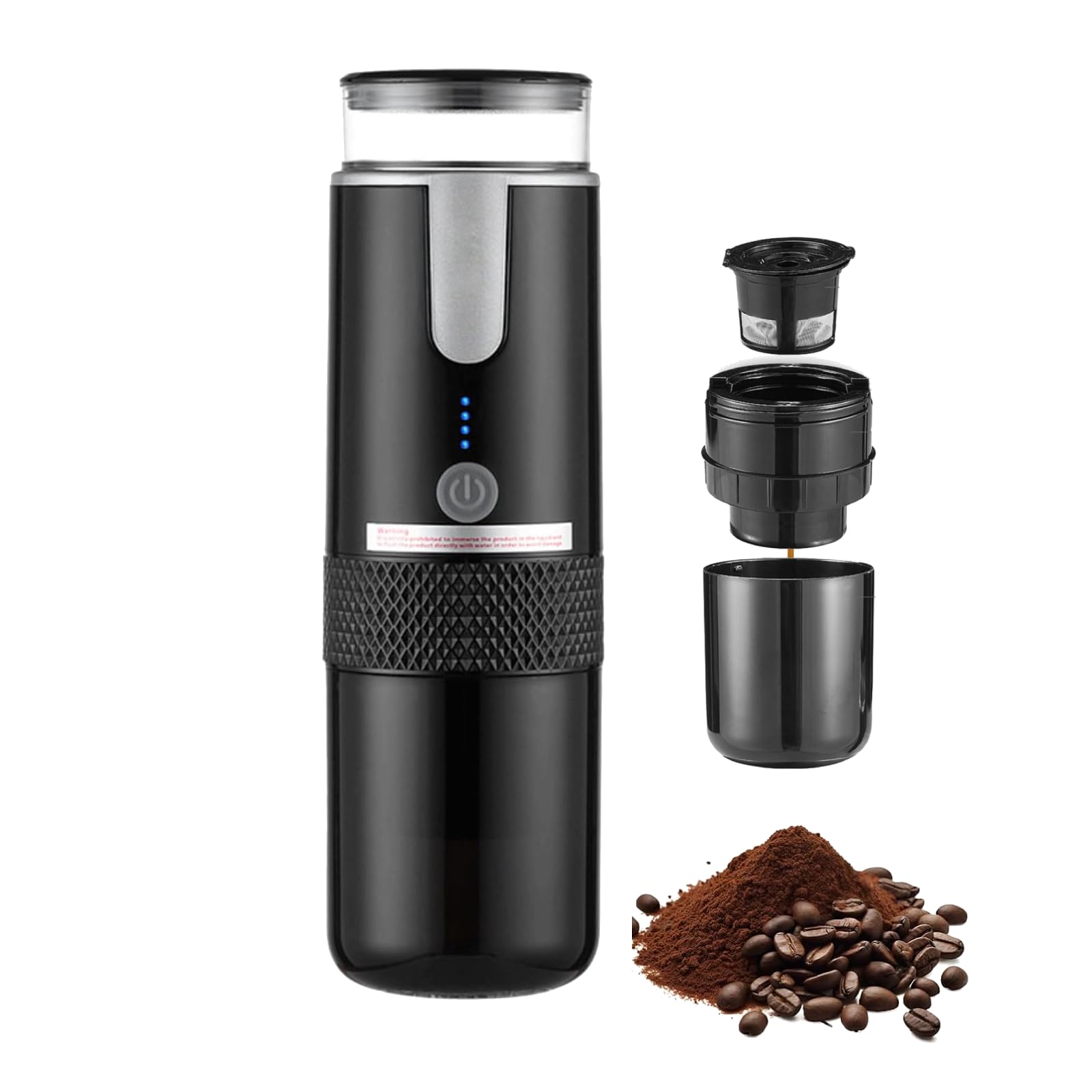 Portable Coffee Maker, Electrical Mini Handheld Cordless Coffee Machine Cordless Type C Rechargeable with 1200mAh Battery for Travel Camping, Driving, Home and Office