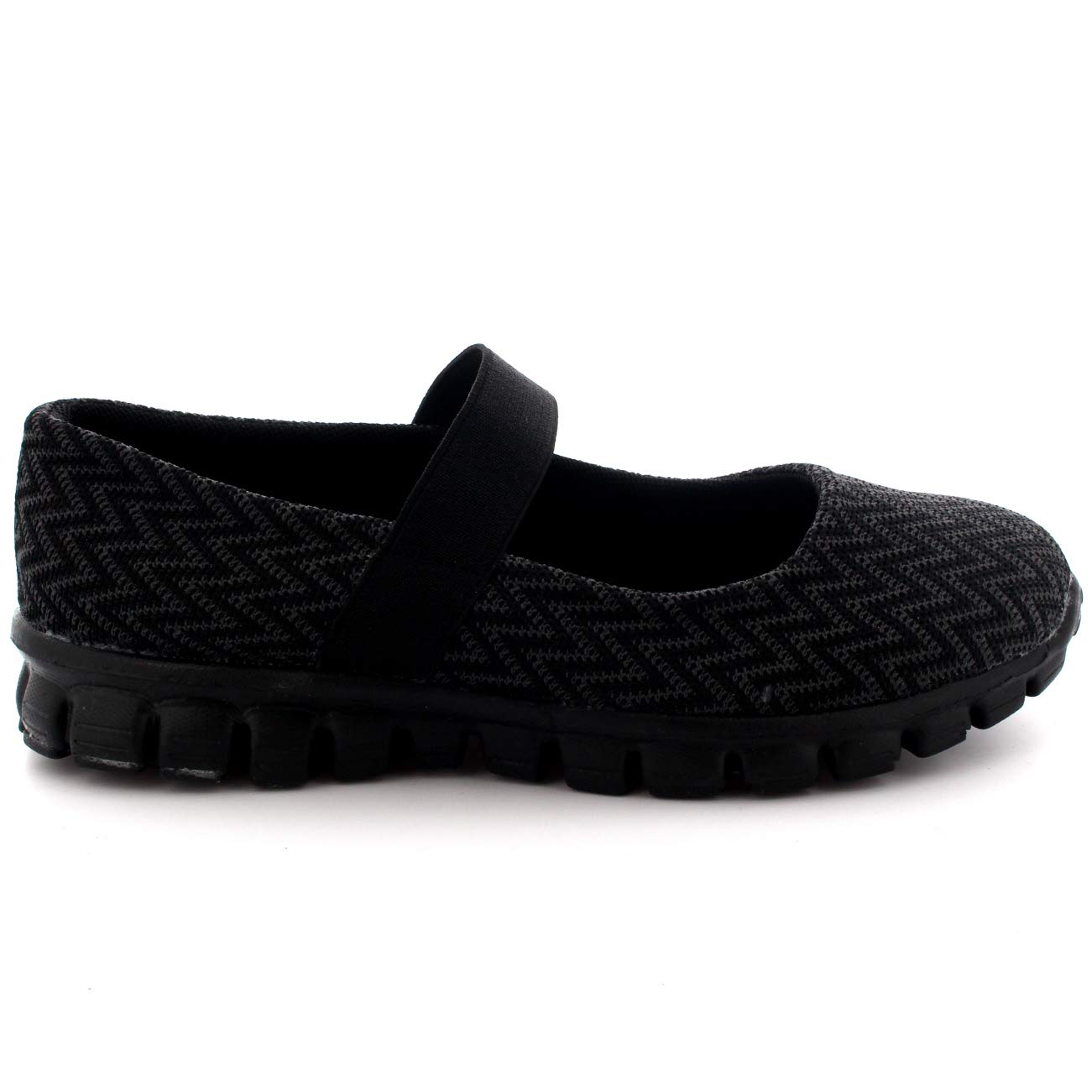 Get Fit Women’s Mary Jane Trainers - Lightweight Breathable Walking Shoes with Hook & Loop Strap - Shock Absorbing Casual Fitness Sneakers for Gym, Travel & Everyday Comfort - Black - UK6/EU39