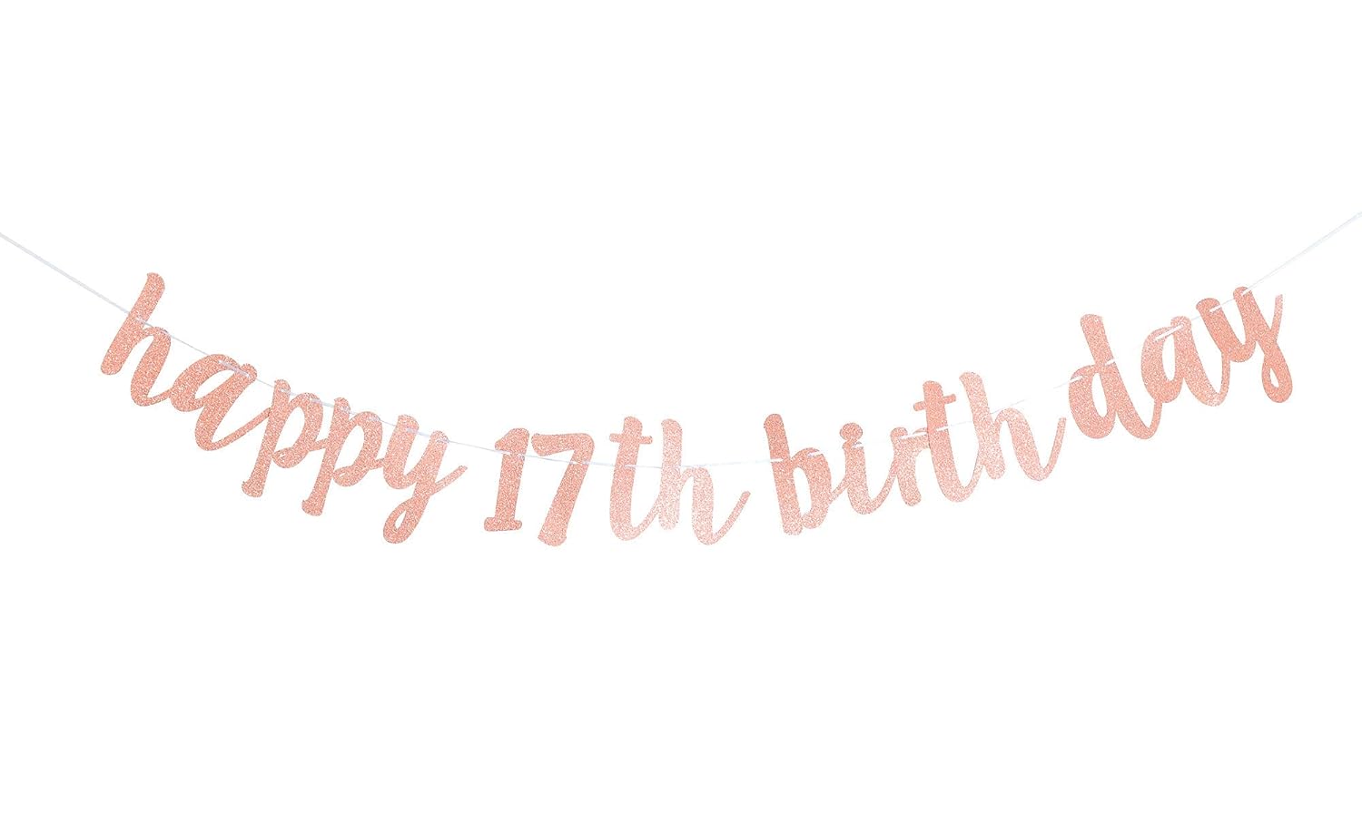 17th Birthday Banners For Girls Rose Gold Birthday Party Decorations Happy 17th Birthday Bunting Glittery Hanging Garland For 17 Seventeen Years Birthday Theme Party Decoration Photo Backdrop