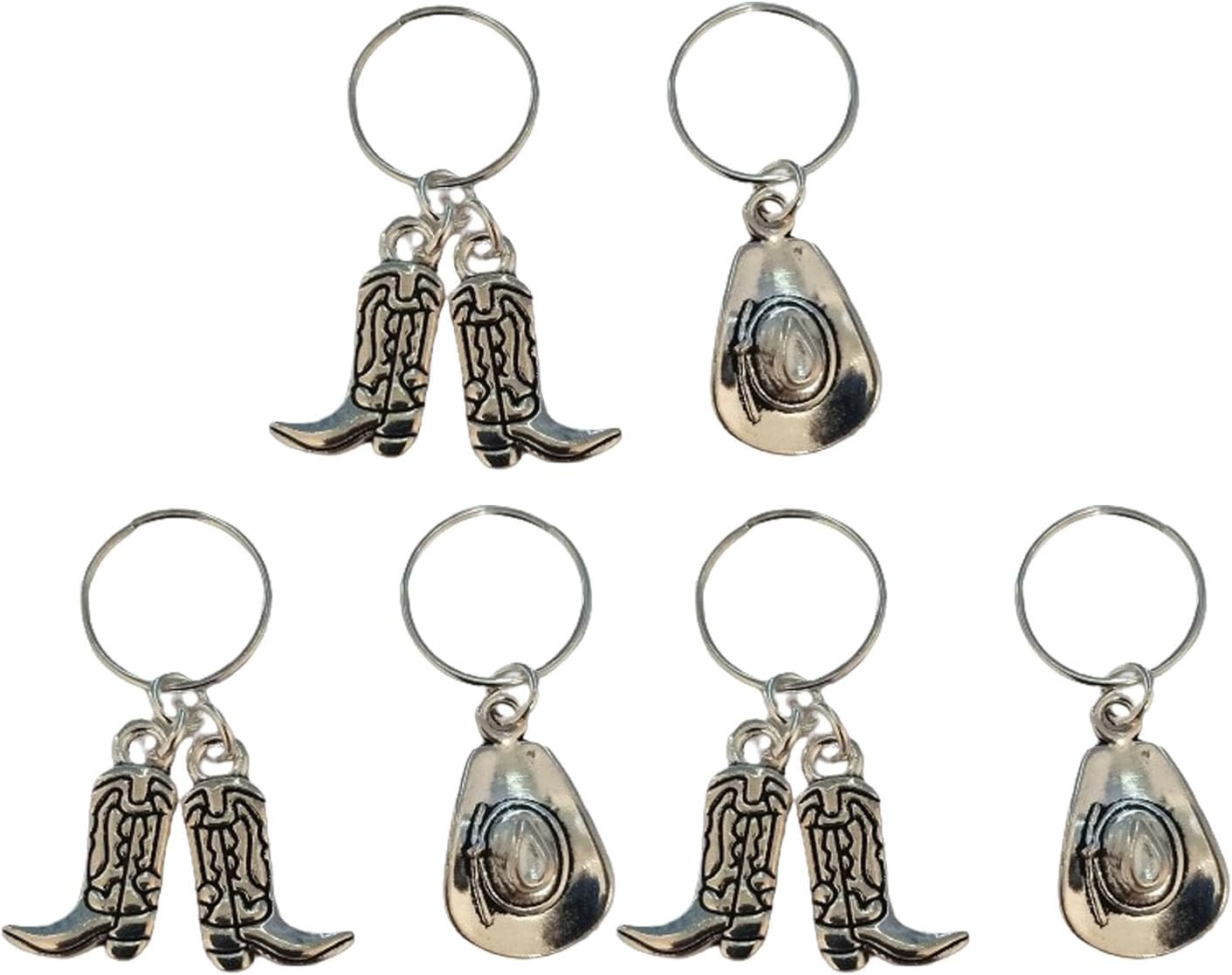 6pcs Cowboy Hat and Cowboy Boot Charm Hair Jewelry for Man Women Braids