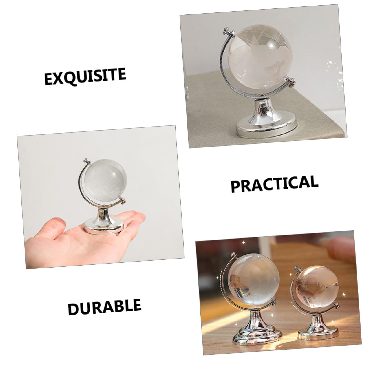 Mini Globo Da Scrivania In Vetro Borosilicato – 2 Unità, Rotante, 6x3,5 Cm, Per Ufficio E Casa, Regalo Creativo