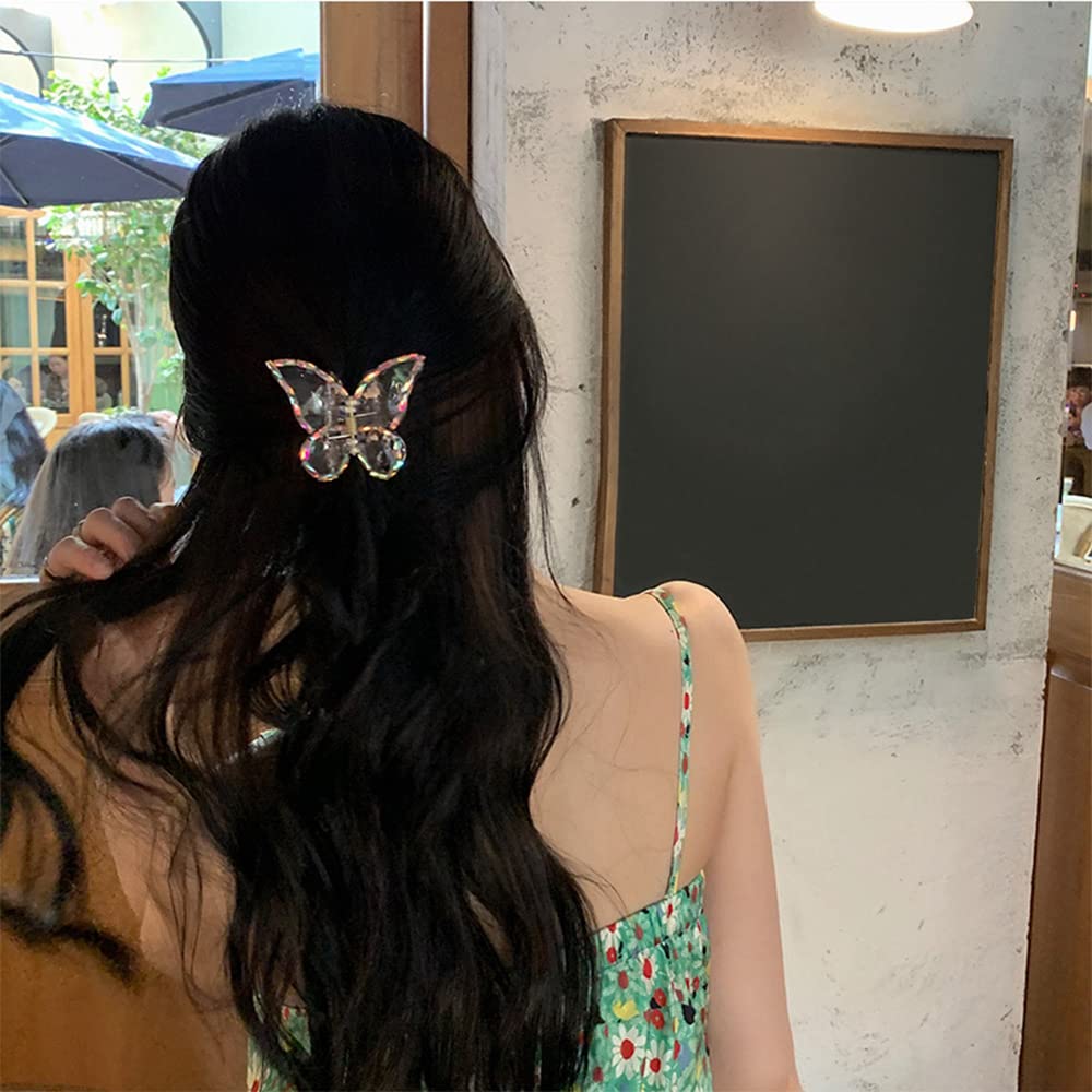 Canitor Butterfly Claw Clips 3Pcs: Butterfly Hair Clips for Women - Clear, Pearl - Thick, Thin Hair - Elegant, Medium Size - Image 4
