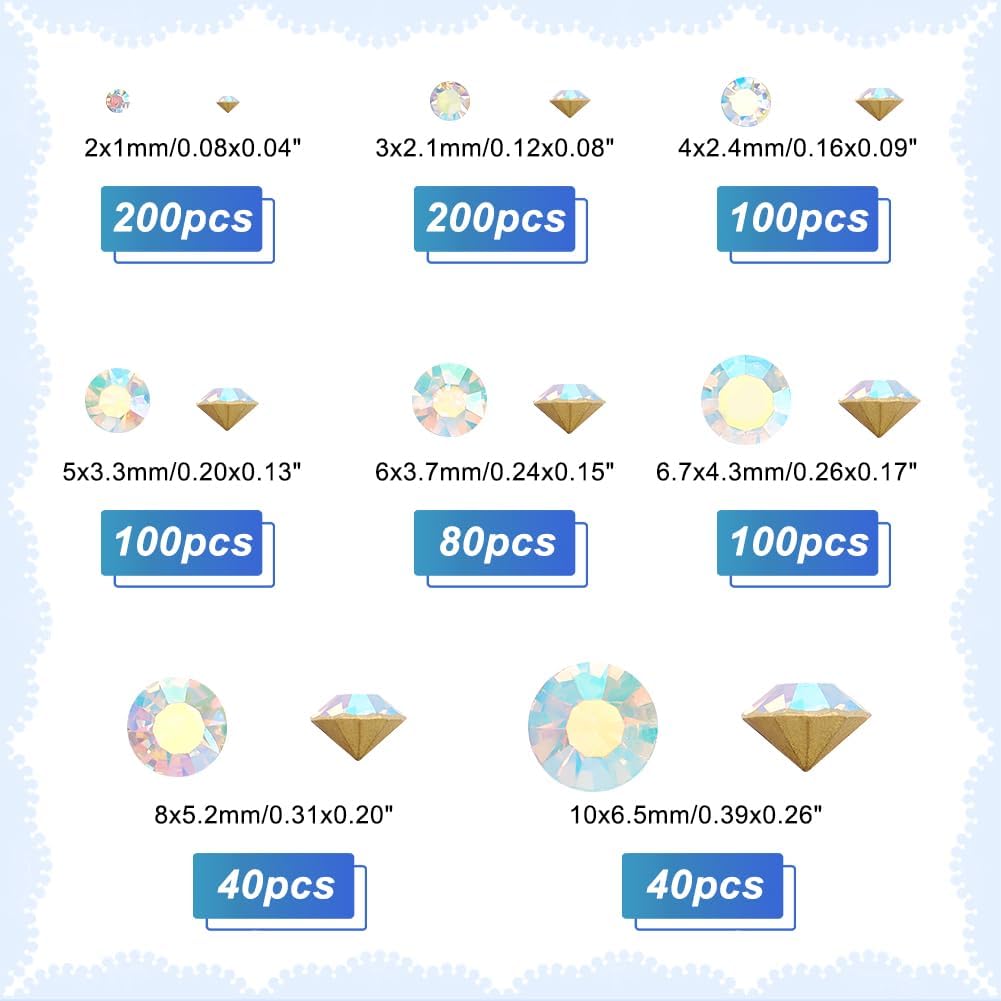 AHANDMAKER Pointed Back Glass Rhinestone Cabochons, Tiny Sparkling Rhinestones Faceted Diamond Plated Cabochon for DIY Jewelry Making Nail Art Phone Case Embellishment - Image 2