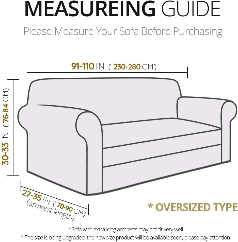 Oversize Large Sofa Cover Silky Soft 1-piece Champagne Light Yellow Slipcover for Long Sofa Super Stretch Universal Couch Cover Easy Fit Washable Duration Furniture Sofa Cover Viscose Nylon Blend