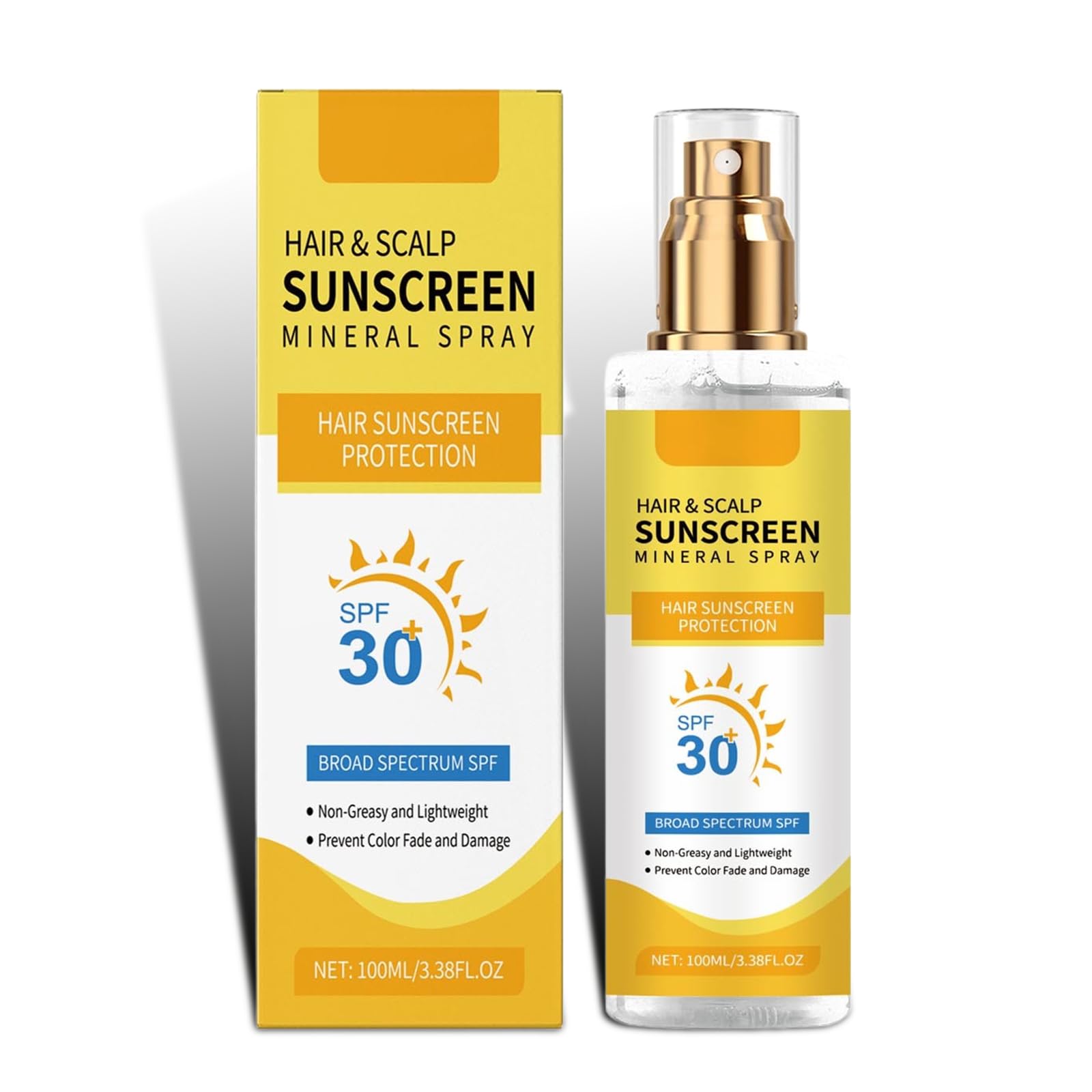 Hair Scalp Sunscreen Spray SPF 30 UV Protection Spray for Color-Treated Hair Non-Greasy Scalp Shield with Coconut Oil
