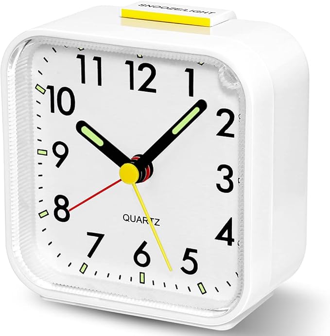 Neucox Battery Alarm Clock Bedside Non Ticking Silent Desk Clock Simple