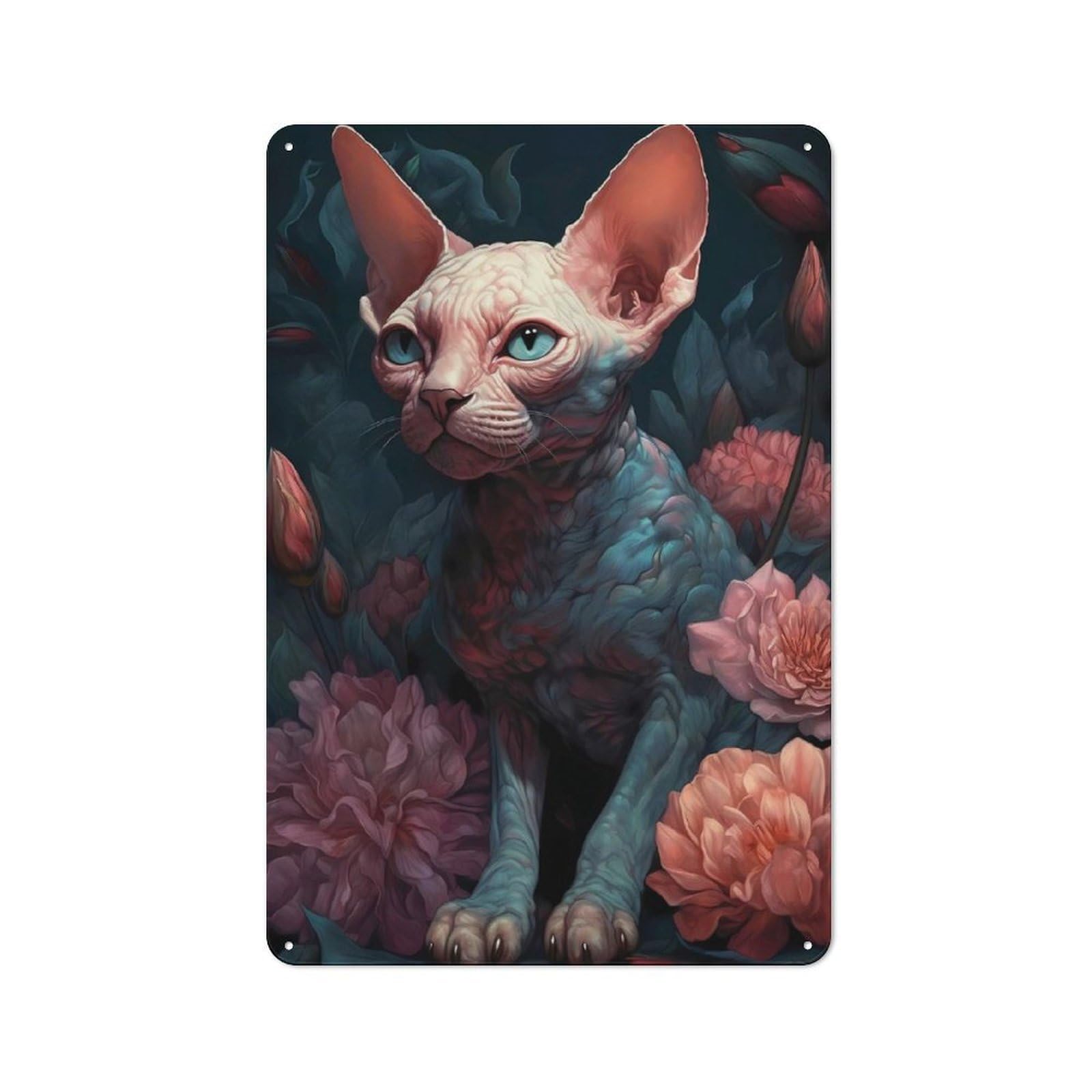 Junmoney Devon Rex Cat Dream Tin Wall Plaque 30X20cm With For Kitchen Or Home Bar, Suited To Kitchen Decor Lovers