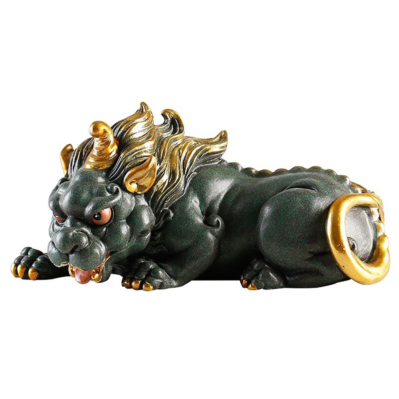 YXCQHZM Feng Shui Pixiu Statue, Lucky Wealth Pixiu Statue Sculpture Wealth Figurine for Chinese Tea Room Study Desktop Decoration Animal Figurines (LEFT)