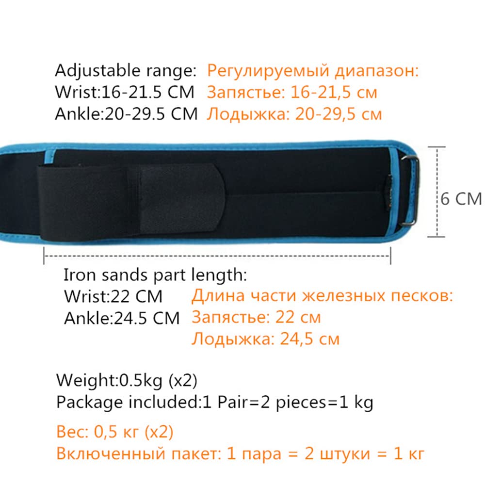 1Pair Pesi da Polso Regolabili per Caviglia in Ferro Borsa Pesi con Imbottitura in Neoprene per Esercizio Fitness Corsa,Anti Slip Ankle,2KG
