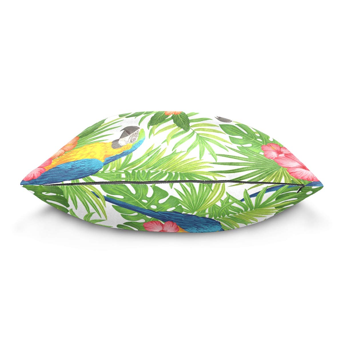 Bohemien Kissenbezug 40x40 Cm – Bedruckt Mit Kantha-Stickerei, Papagei Grün, Aus Baumwolle